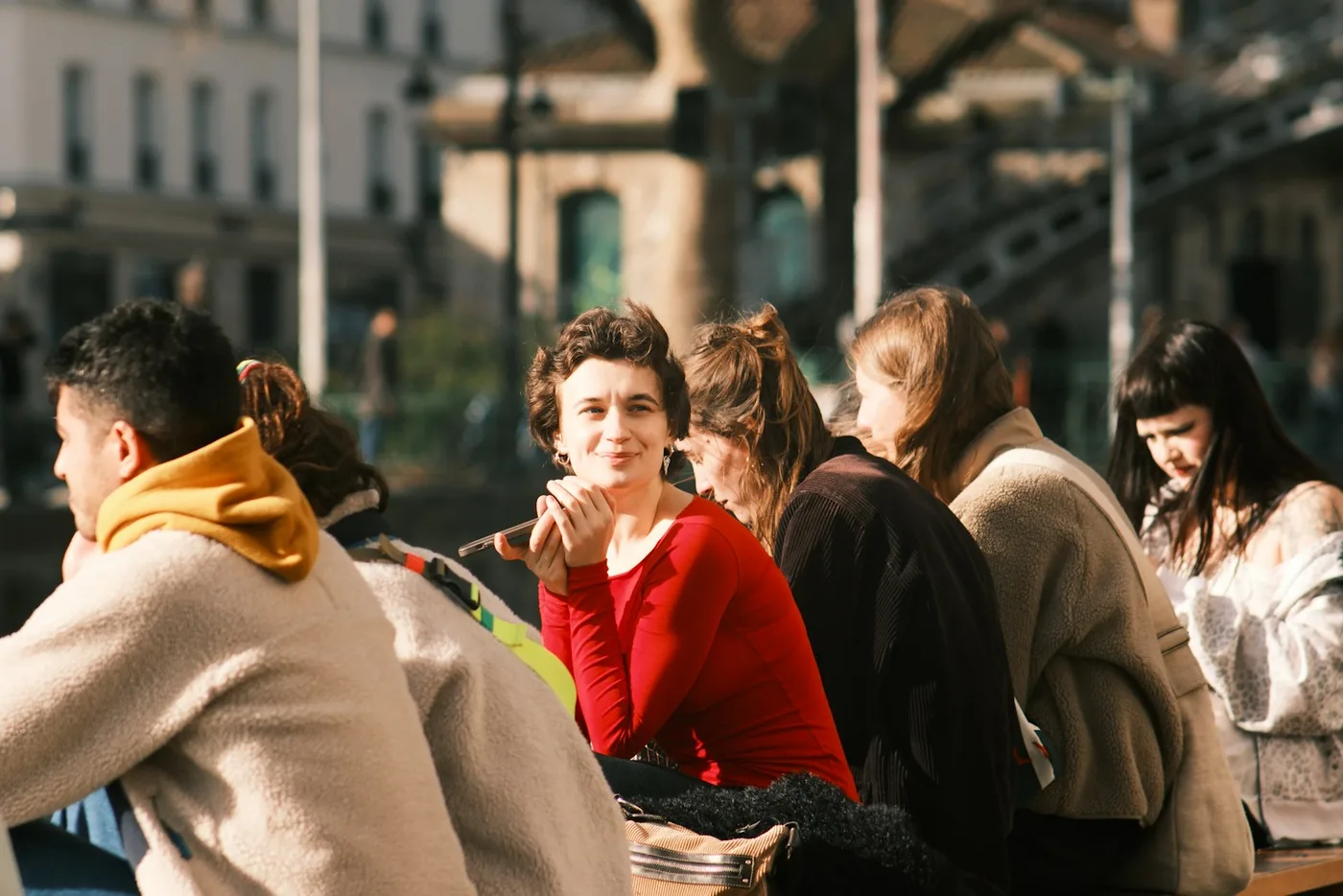 People gathered outdoors for conversation